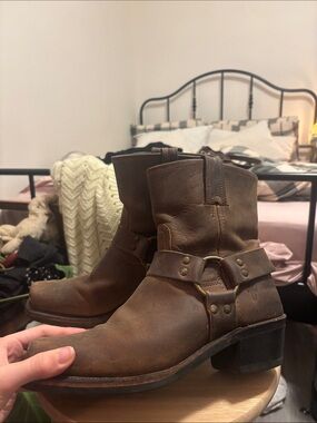Frye Brown Leather Harness Boots